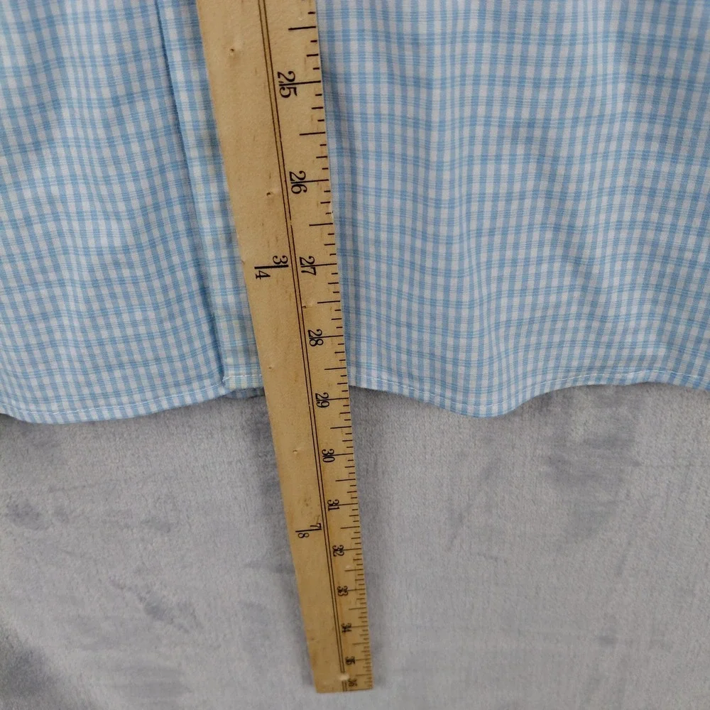 Banana‎ Republic Mens Athletic Fit Gingham Shirt Blue White Wrinkle Resistant M